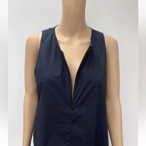 COS‎ navy blue sleeveless minimalist half zip crew swing blouse casual top